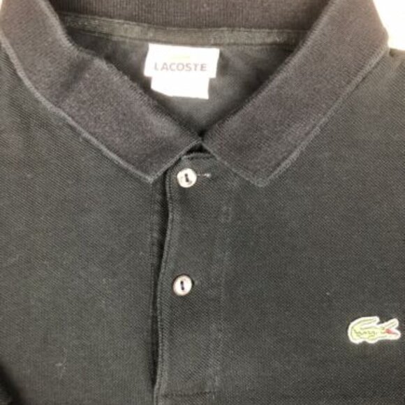 Lacoste Polo Shirt Mens Black Size 7 Short Sleeve Casual Crocodile Logo COLLARED - Picture 2 of 8